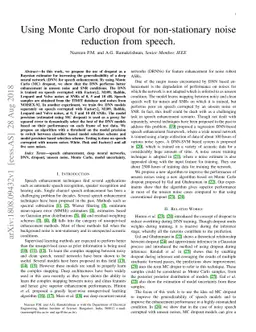 Using Monte Carlo dropout for non-stationary noise reduction from speech