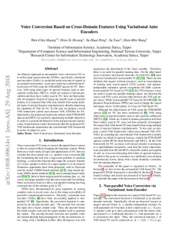 Voice Conversion Based on Cross-Domain Features Using Variational Auto
  Encoders