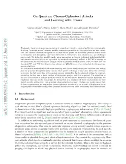 On Quantum Chosen-Ciphertext Attacks and Learning with Errors