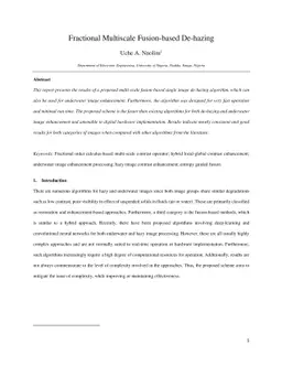 Fractional Multiscale Fusion-based De-hazing