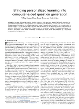 Bringing personalized learning into computer-aided question generation