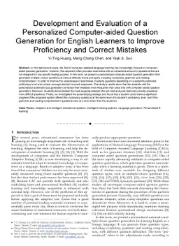 Development and Evaluation of a Personalized Computer-aided Question
  Generation for English Learners to Improve Proficiency and Correct Mistakes