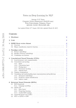 Notes on Deep Learning for NLP