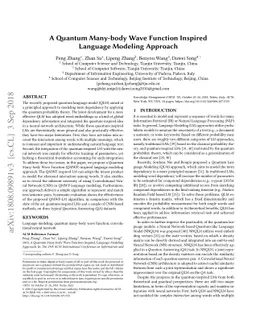 A Quantum Many-body Wave Function Inspired Language Modeling Approach