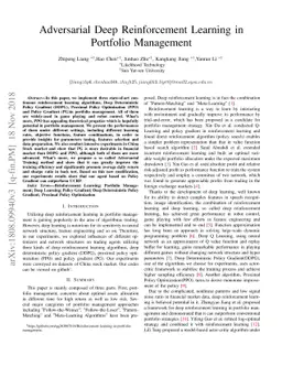 Adversarial Deep Reinforcement Learning in Portfolio Management