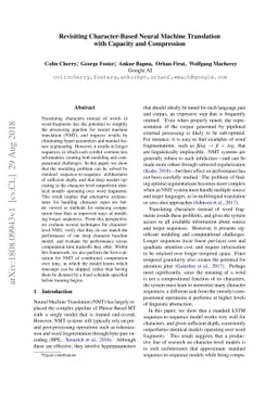 Revisiting Character-Based Neural Machine Translation with Capacity and
  Compression