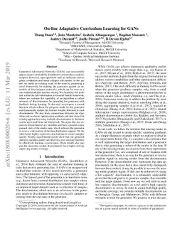 On-line Adaptative Curriculum Learning for GANs