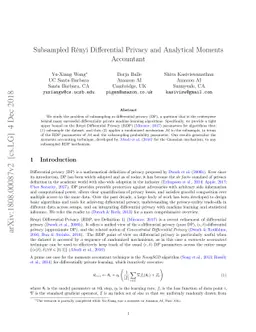 Subsampled Rényi Differential Privacy and Analytical Moments
  Accountant
