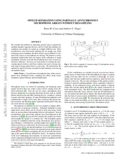 Speech Separation Using Partially Asynchronous Microphone Arrays Without
  Resampling