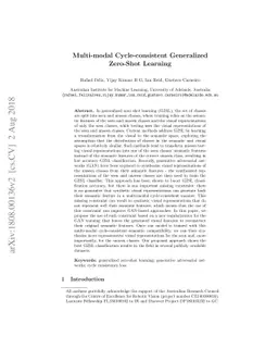 Multi-modal Cycle-consistent Generalized Zero-Shot Learning