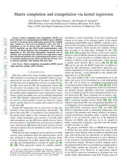 Matrix completion and extrapolation via kernel regression
