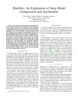SlimNets: An Exploration of Deep Model Compression and Acceleration