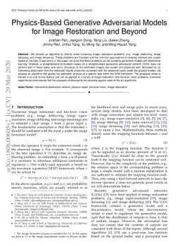 Physics-Based Generative Adversarial Models for Image Restoration and
  Beyond