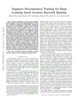 Sequence Discriminative Training for Deep Learning based Acoustic
  Keyword Spotting