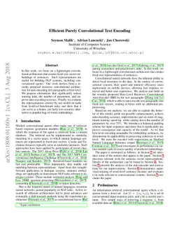 Efficient Purely Convolutional Text Encoding