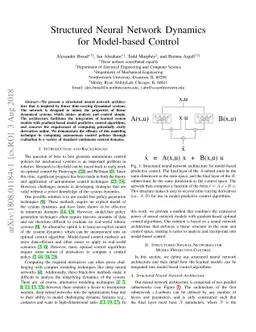 Structured Neural Network Dynamics for Model-based Control