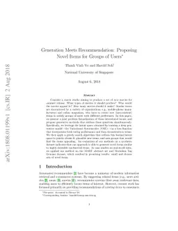Generation Meets Recommendation: Proposing Novel Items for Groups of
  Users