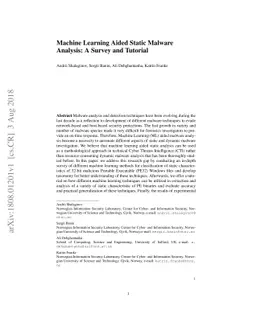 Machine Learning Aided Static Malware Analysis: A Survey and Tutorial