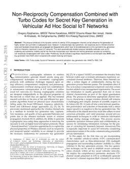 Non-Reciprocity Compensation Combined with Turbo Codes for Secret Key
  Generation in Vehicular Ad Hoc Social IoT Networks