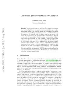 Certificate Enhanced Data-Flow Analysis
