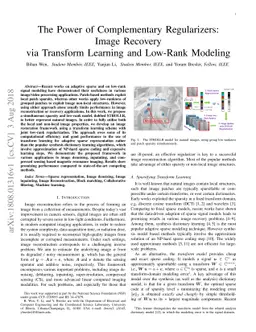 The Power of Complementary Regularizers: Image Recovery via Transform
  Learning and Low-Rank Modeling