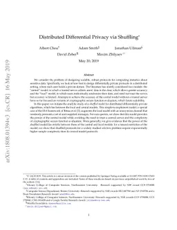 Distributed Differential Privacy via Shuffling