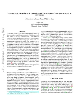 Predicting Expressive Speaking Style From Text In End-To-End Speech
  Synthesis