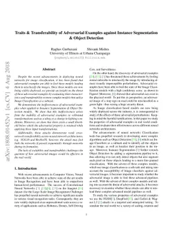 Traits & Transferability of Adversarial Examples against Instance
  Segmentation & Object Detection