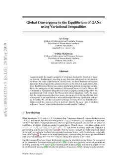 Global Convergence to the Equilibrium of GANs using Variational
  Inequalities