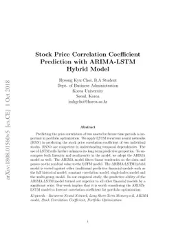 Stock Price Correlation Coefficient Prediction with ARIMA-LSTM Hybrid
  Model