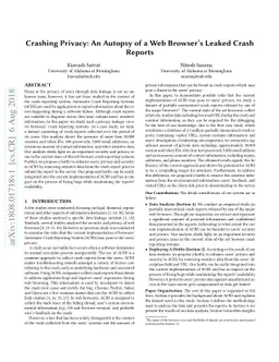 Crashing Privacy: An Autopsy of a Web Browser's Leaked Crash Reports