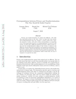 Correspondences between Privacy and Nondiscrimination: Why They Should
  Be Studied Together