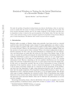Statistical Windows in Testing for the Initial Distribution of a
  Reversible Markov Chain