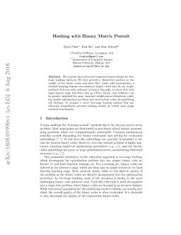 Hashing with Binary Matrix Pursuit