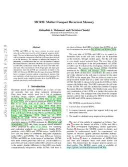 MCRM: Mother Compact Recurrent Memory