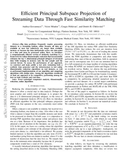 Efficient Principal Subspace Projection of Streaming Data Through Fast
  Similarity Matching