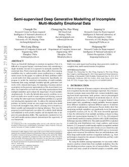 Semi-supervised Deep Generative Modelling of Incomplete Multi-Modality
  Emotional Data