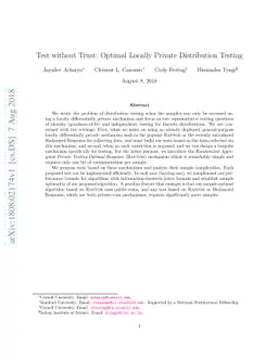 Test without Trust: Optimal Locally Private Distribution Testing