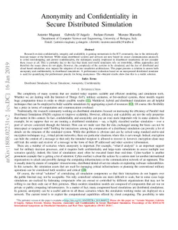 Anonymity and Confidentiality in Secure Distributed Simulation
