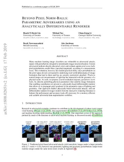 Beyond Pixel Norm-Balls: Parametric Adversaries using an Analytically
  Differentiable Renderer