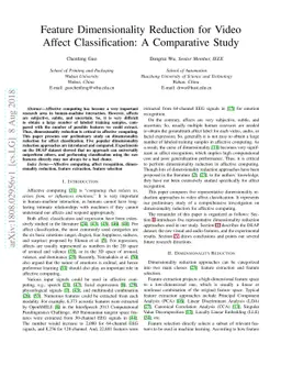 Feature Dimensionality Reduction for Video Affect Classification: A
  Comparative Study