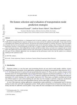 On feature selection and evaluation of transportation mode prediction
  strategies