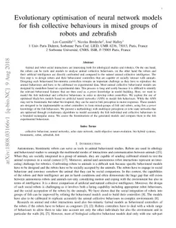 Evolutionary optimisation of neural network models for fish collective
  behaviours in mixed groups of robots and zebrafish