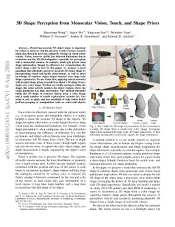 3D Shape Perception from Monocular Vision, Touch, and Shape Priors