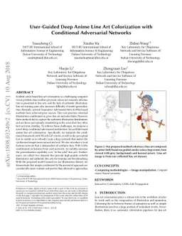 User-Guided Deep Anime Line Art Colorization with Conditional
  Adversarial Networks