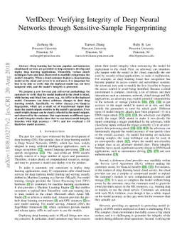 VerIDeep: Verifying Integrity of Deep Neural Networks through
  Sensitive-Sample Fingerprinting