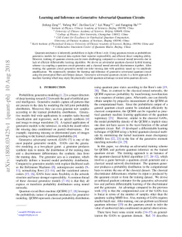 Learning and Inference on Generative Adversarial Quantum Circuits