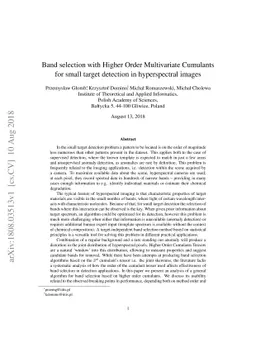Band selection with Higher Order Multivariate Cumulants for small target
  detection in hyperspectral images