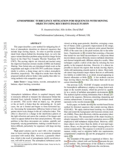 Atmospheric turbulence mitigation for sequences with moving objects
  using recursive image fusion