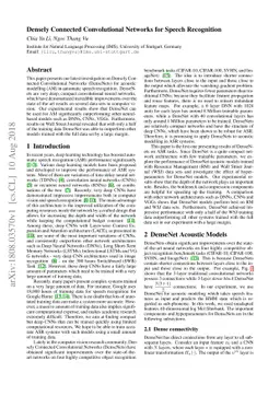 Densely Connected Convolutional Networks for Speech Recognition